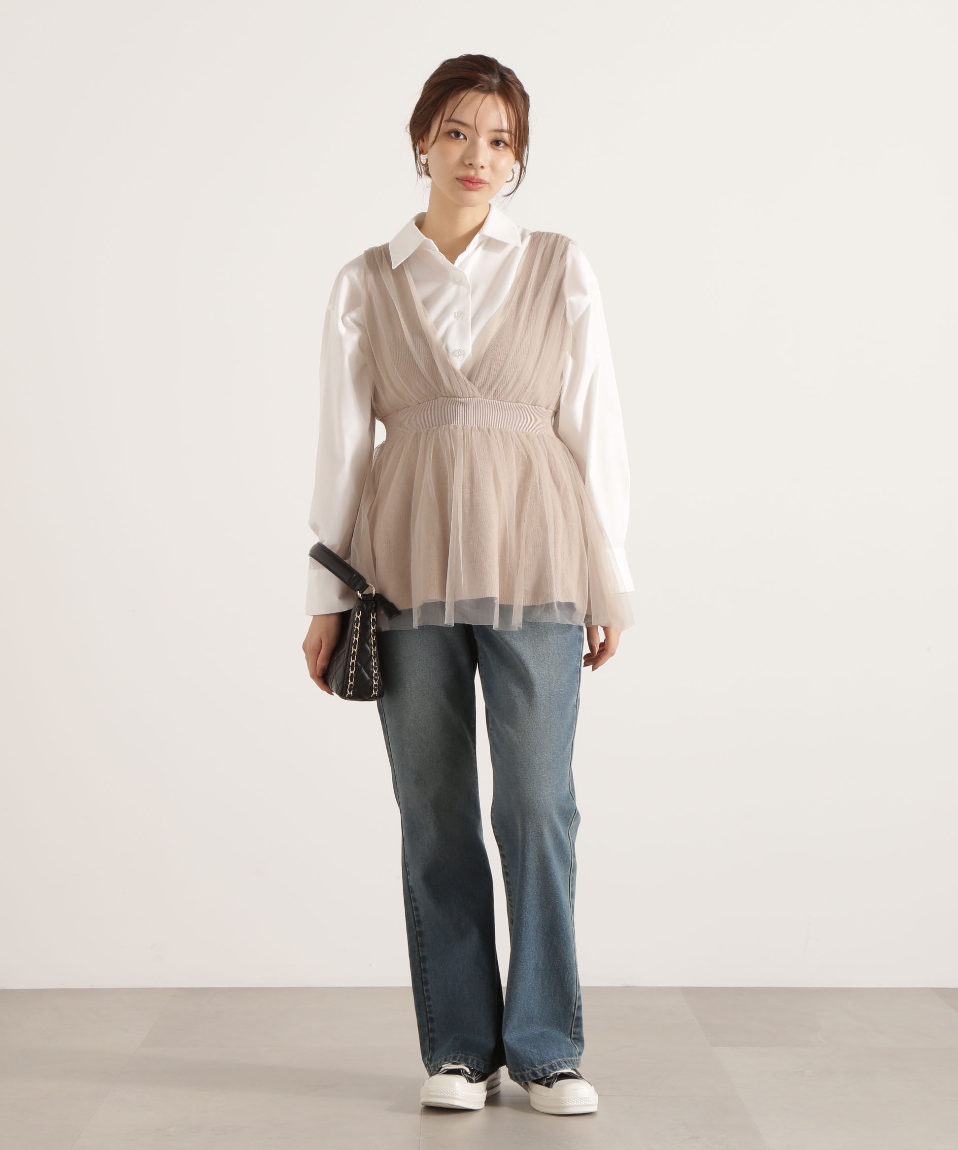PROPORTION BODY DRESSING「チュールドッキングニットジレ 25AW」|ニット・セーター|