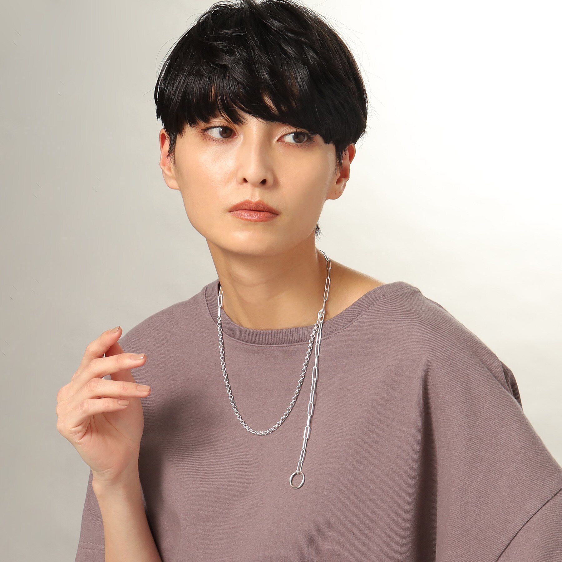 COCOSHNIK ONKITSCH「シルバー マルチチェーンネックレス ミックスチェーン」|ネックレス|