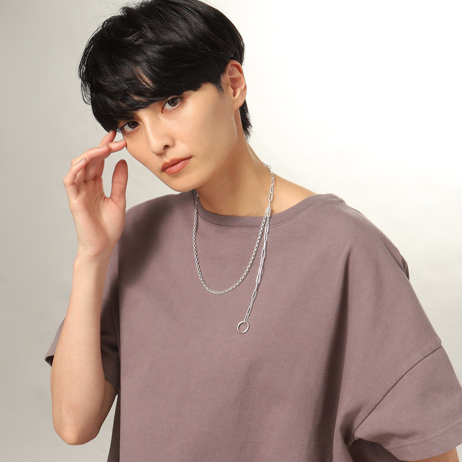 COCOSHNIK ONKITSCH「シルバー マルチチェーンネックレス ミックスチェーン」|ネックレス|