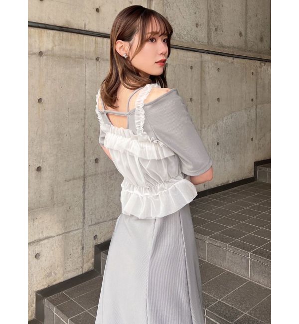 dazzlin「5分袖チュールギャザービスチェワンピース」|ワンピース|