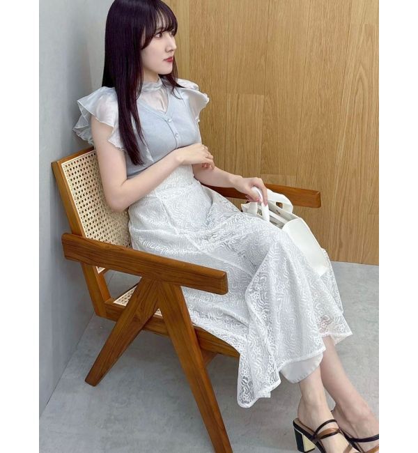 MERCURYDUO「2WAYオーガンジードッキングラッフルニット」|ニット・セーター|
