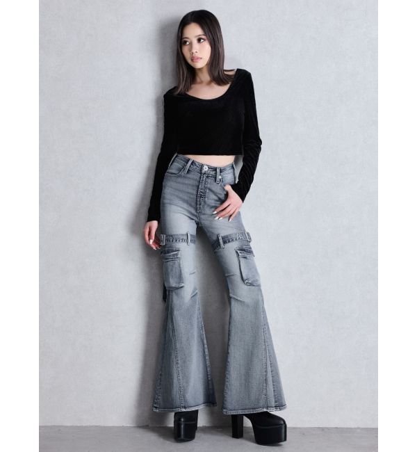 GYDA「VELOUR RIB BACK CROSS TOPS」|Tシャツ・カットソー|