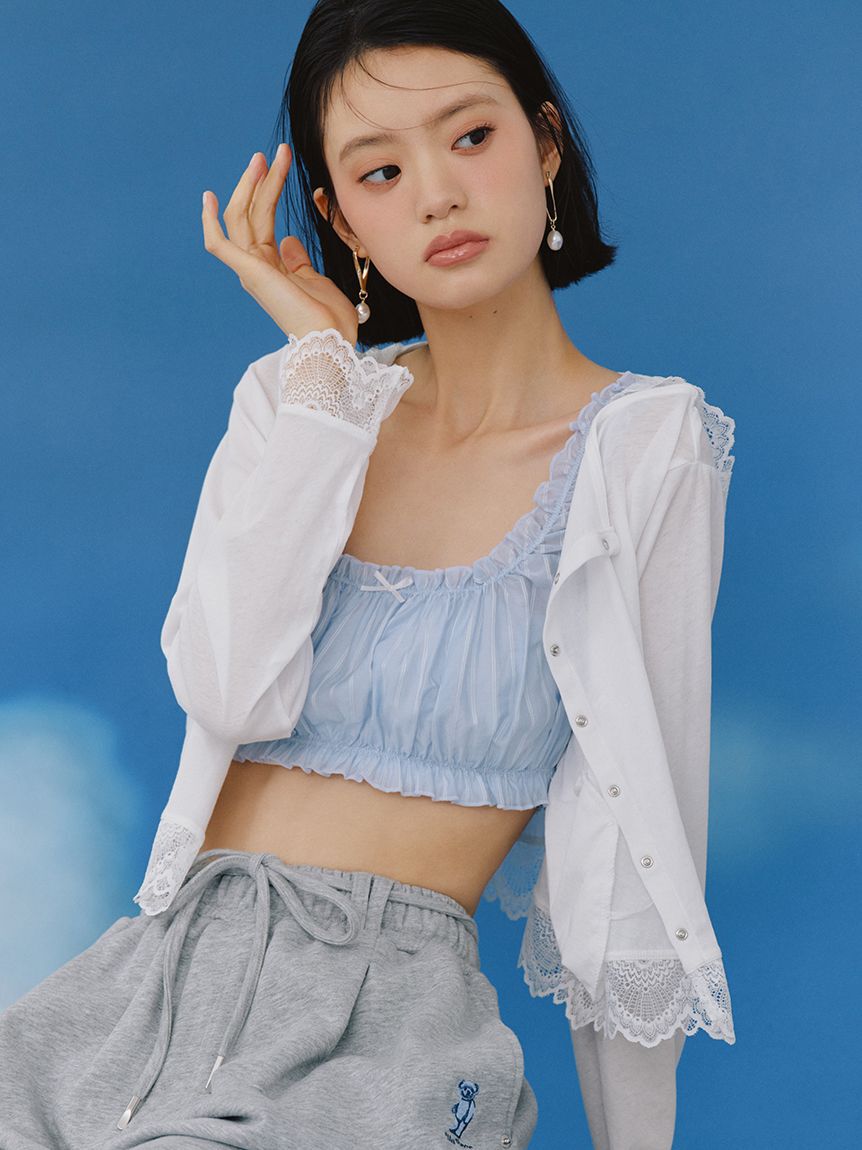LILY BROWN「【UVカット/接触冷感】レースフーディトップス」|Tシャツ・カットソー|WHT
