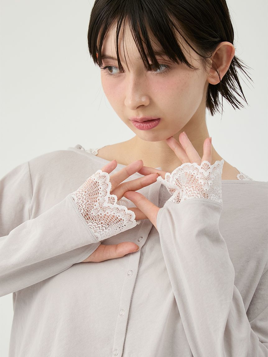 LILY BROWN「【UVカット/接触冷感】レースフーディトップス」|Tシャツ・カットソー|