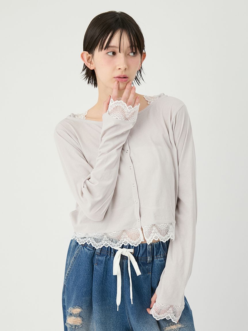 LILY BROWN「【UVカット/接触冷感】レースフーディトップス」|Tシャツ・カットソー|