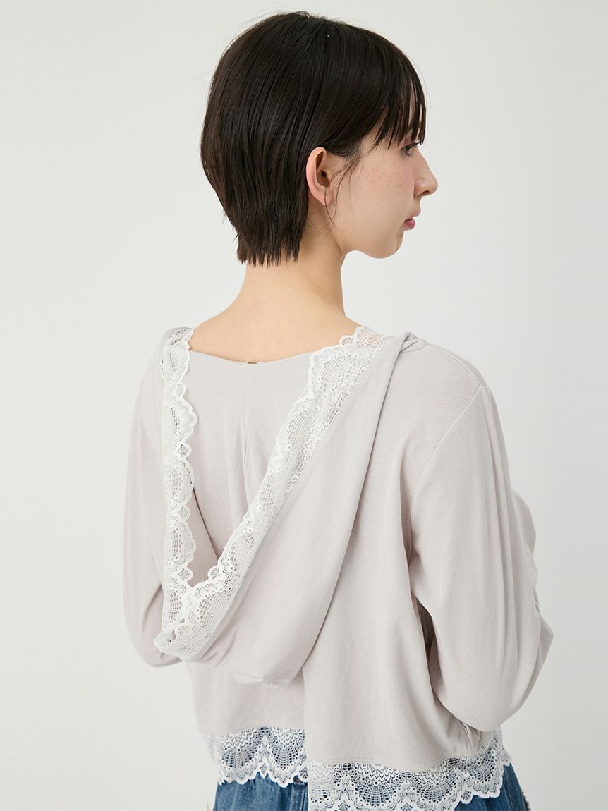 LILY BROWN「【UVカット/接触冷感】レースフーディトップス」|Tシャツ・カットソー|