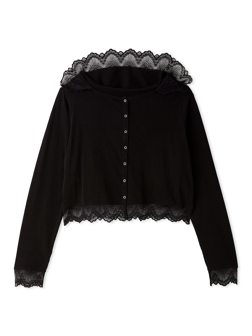 LILY BROWN「【UVカット/接触冷感】レースフーディトップス」|Tシャツ・カットソー|BLK