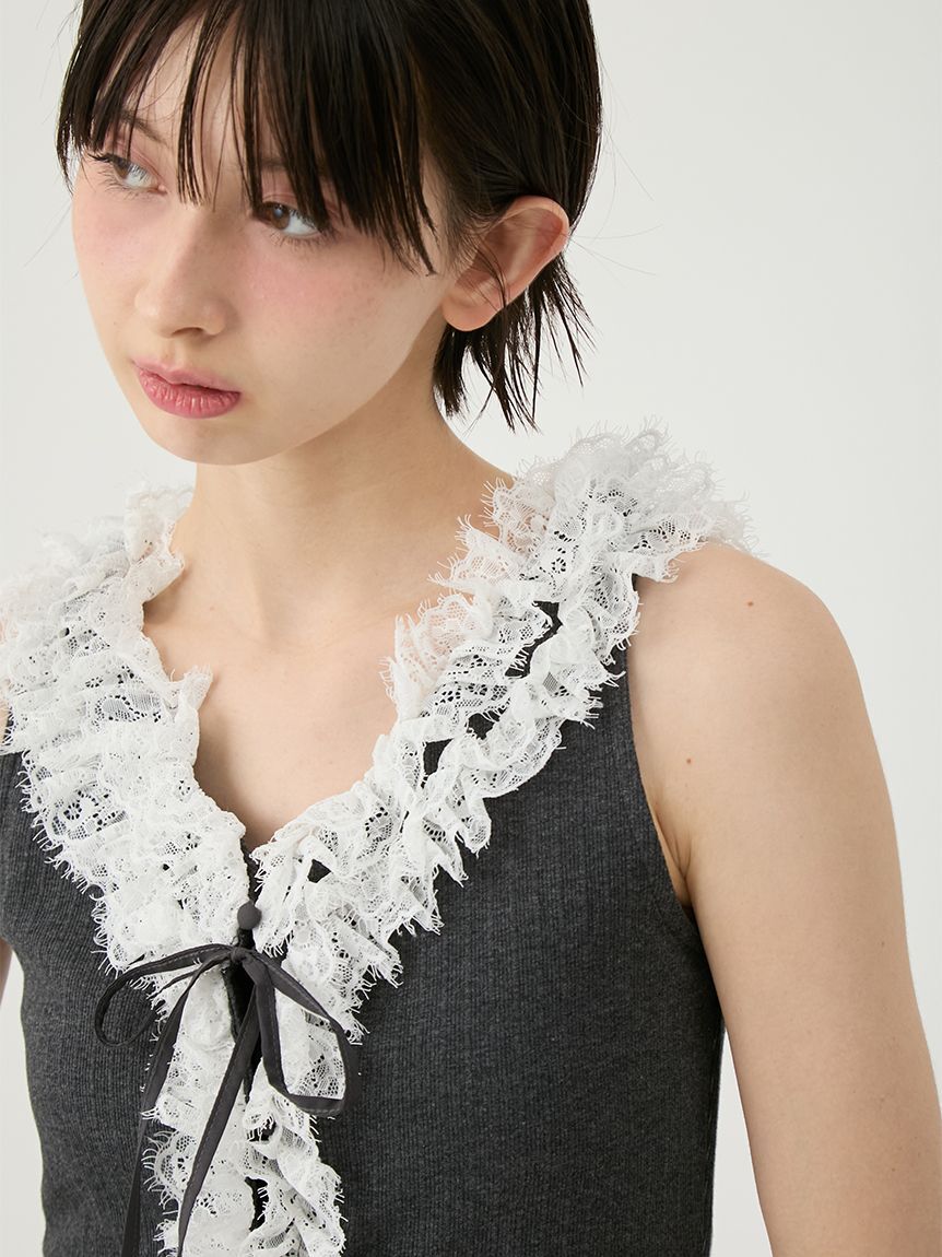 LILY BROWN「レースフリルコンビカットトップス」|Tシャツ・カットソー|