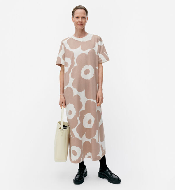 Marimekko「Pahlo Unikko ワンピース」|ワンピース|ﾗｲﾄﾍﾞｰｼﾞｭ&times;ﾎﾜｲﾄ