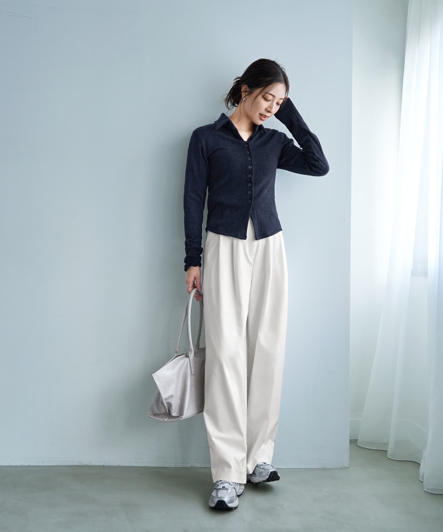 STYLE DELI「リブニットソー襟付きトップス」|Tシャツ・カットソー|