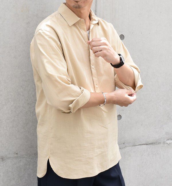 SHIPS any「SHIPS any: 〈洗濯機可能〉コットン  / リネン 7分袖 プルオーバーシャツ 24SS◇」|シャツ・ブラウス|