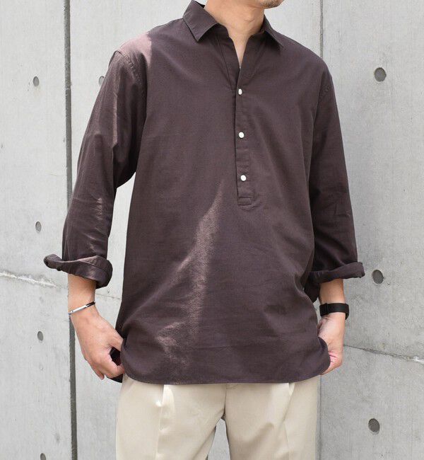 SHIPS any「SHIPS any: 〈洗濯機可能〉コットン  / リネン 7分袖 プルオーバーシャツ 24SS◇」|シャツ・ブラウス|