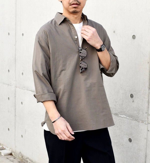 SHIPS any「SHIPS any: 〈洗濯機可能〉コットン  / リネン 7分袖 プルオーバーシャツ 24SS◇」|シャツ・ブラウス|