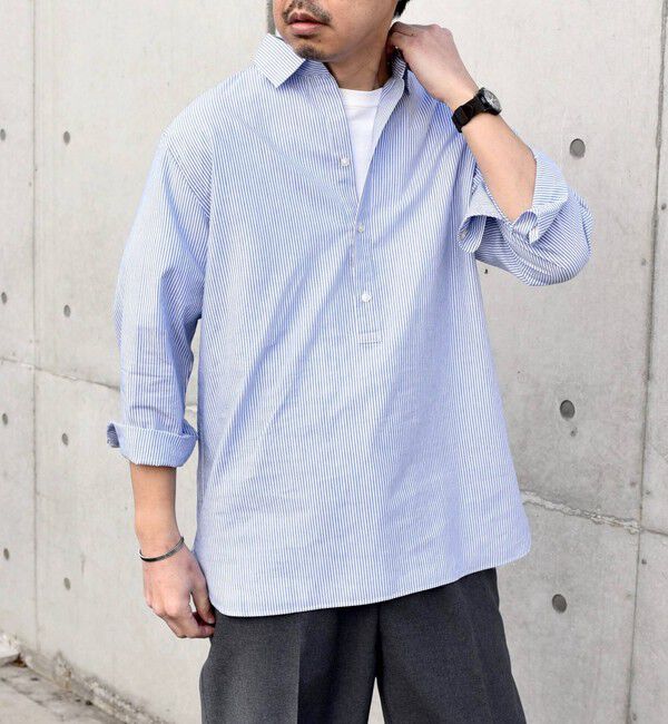 SHIPS any「SHIPS any: 〈洗濯機可能〉コットン  / リネン 7分袖 プルオーバーシャツ 24SS◇」|シャツ・ブラウス|
