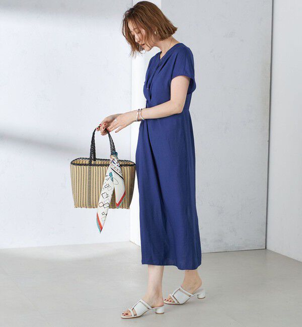 SHIPS for women「〈手洗い可能〉麻混 ノットディテール フレンチスリーブ ワンピース」|ワンピース|