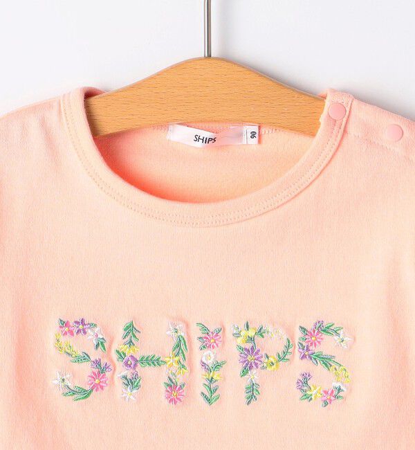 SHIPS KIDS「SHIPS KIDS:80～90cm / ガーリー 刺繍 ロゴ Tシャツ」|Tシャツ・カットソー|
