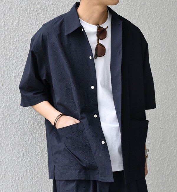 SHIPS any「SHIPS any:〈撥水/ストレッチ〉SOLOTEX(R) シアサッカー キャンプポケット シャツ」|シャツ・ブラウス|
