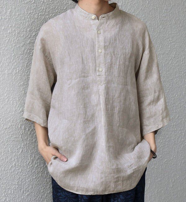 SHIPS any「SHIPS any:〈洗濯機可能〉ピュアリネン バンド スキッパー ハーフスリーブ プルオーバー シャツ 26SS◇」|シャツ・ブラウス|