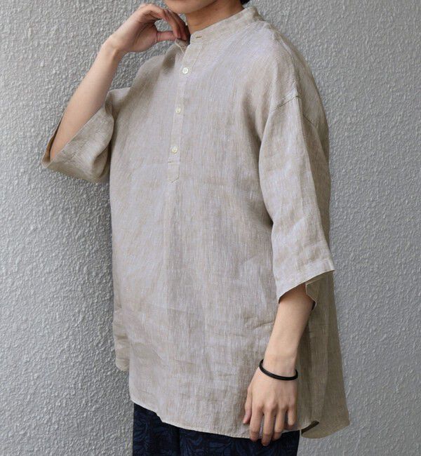 SHIPS any「SHIPS any:〈洗濯機可能〉ピュアリネン バンド スキッパー ハーフスリーブ プルオーバー シャツ 26SS◇」|シャツ・ブラウス|