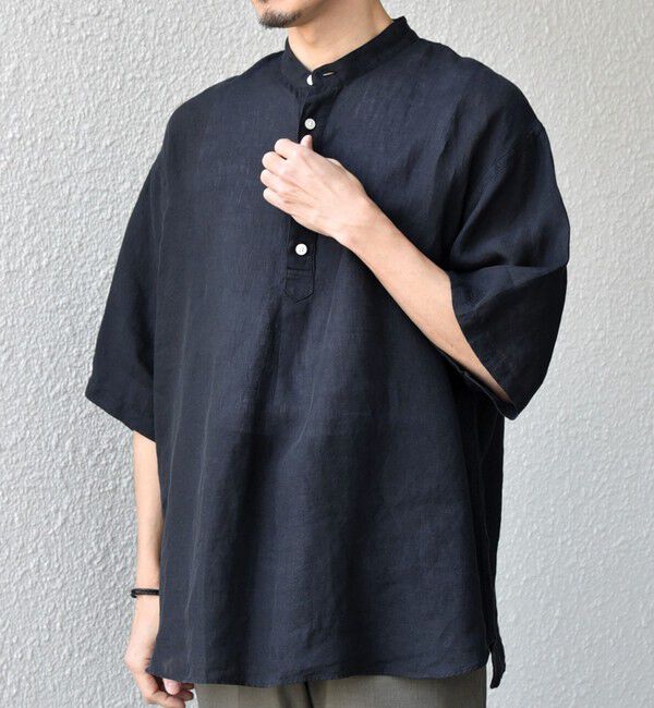 SHIPS any「SHIPS any:〈洗濯機可能〉ピュアリネン バンド スキッパー ハーフスリーブ プルオーバー シャツ 26SS◇」|シャツ・ブラウス|