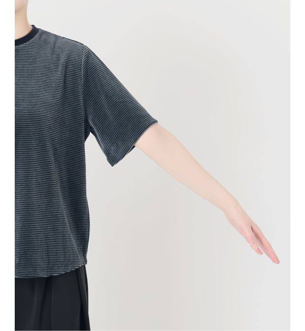 IENA LA BOUCLE「《予約》IENA LA BOUCLE ベロアボーダーTシャツ」|Tシャツ・カットソー|