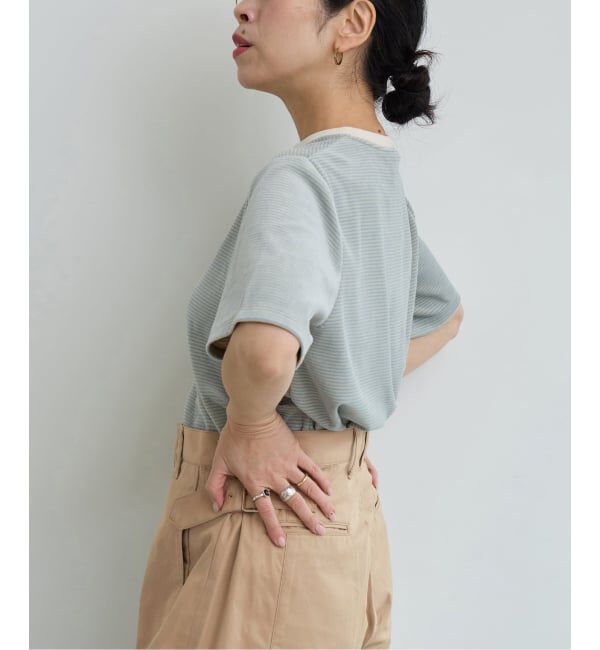 IENA LA BOUCLE「《予約》IENA LA BOUCLE ベロアボーダーTシャツ」|Tシャツ・カットソー|