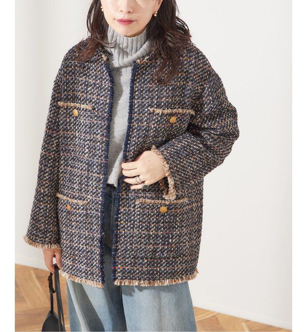 journal standard L'essage「《SP》GIOLICAツイードBIGジャケット」|ノーカラージャケット|