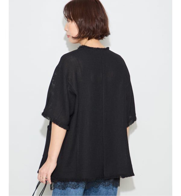 journal standard L'essage「TWEEDY MESH ショートスリーブジャケット」|ノーカラージャケット|