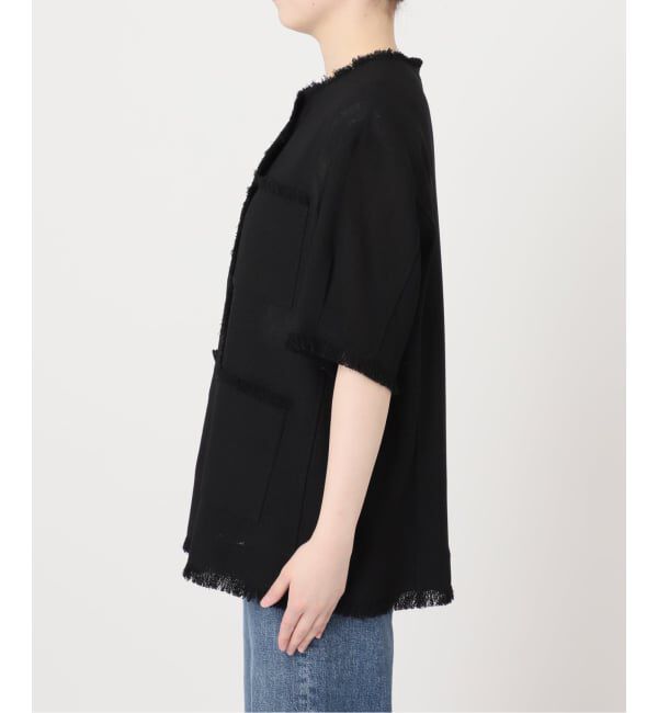 journal standard L'essage「TWEEDY MESH ショートスリーブジャケット」|ノーカラージャケット|