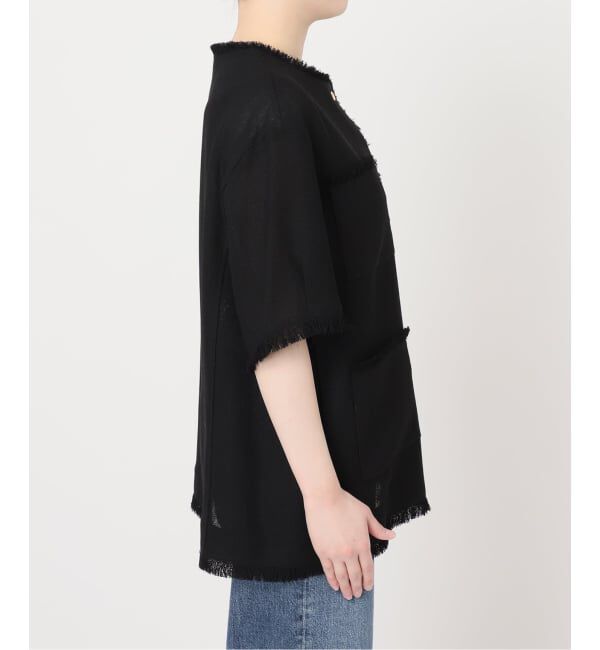 journal standard L'essage「TWEEDY MESH ショートスリーブジャケット」|ノーカラージャケット|