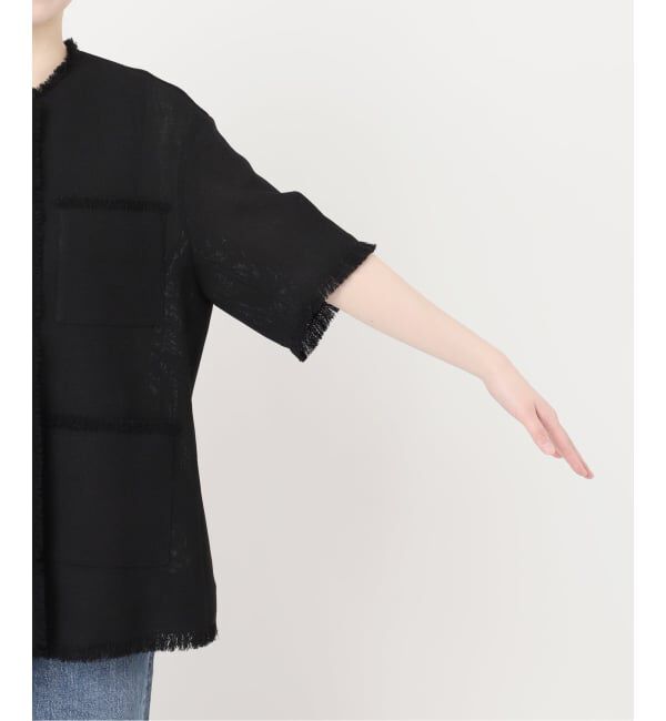 journal standard L'essage「TWEEDY MESH ショートスリーブジャケット」|ノーカラージャケット|