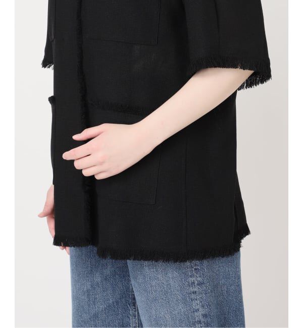 journal standard L'essage「TWEEDY MESH ショートスリーブジャケット」|ノーカラージャケット|