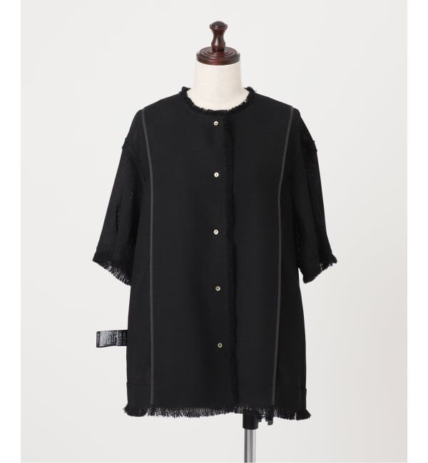 journal standard L'essage「TWEEDY MESH ショートスリーブジャケット」|ノーカラージャケット|