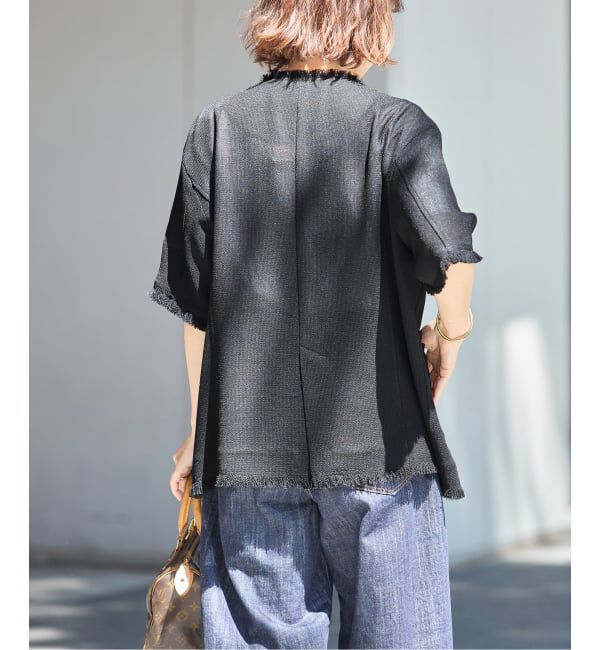journal standard L'essage「TWEEDY MESH ショートスリーブジャケット」|ノーカラージャケット|