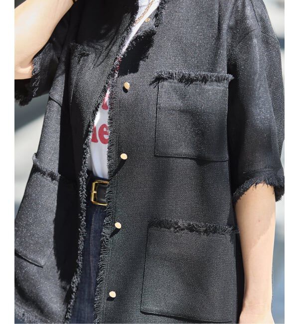 journal standard L'essage「TWEEDY MESH ショートスリーブジャケット」|ノーカラージャケット|