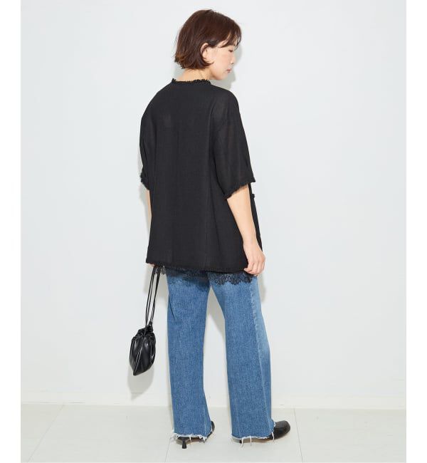 journal standard L'essage「TWEEDY MESH ショートスリーブジャケット」|ノーカラージャケット|