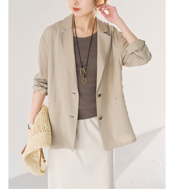 Spick and Span「《セットアップ可》ハイブリッドリネンジャケット」|テーラードジャケット|