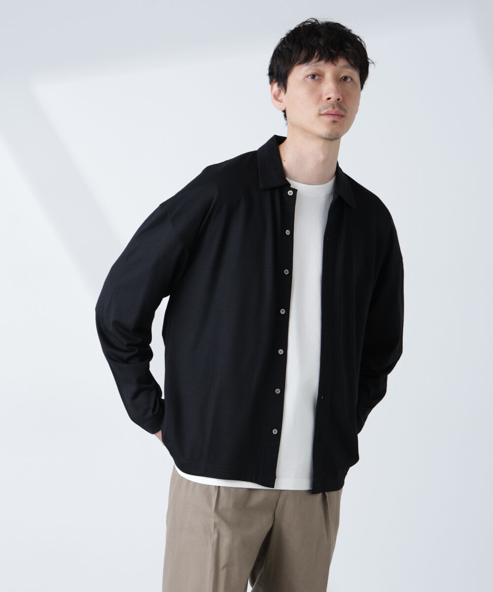 nano･universe「「ALL-DAYS COMFORT 100% WOOL」 シャツカーディガン」|Tシャツ・カットソー|ブラック