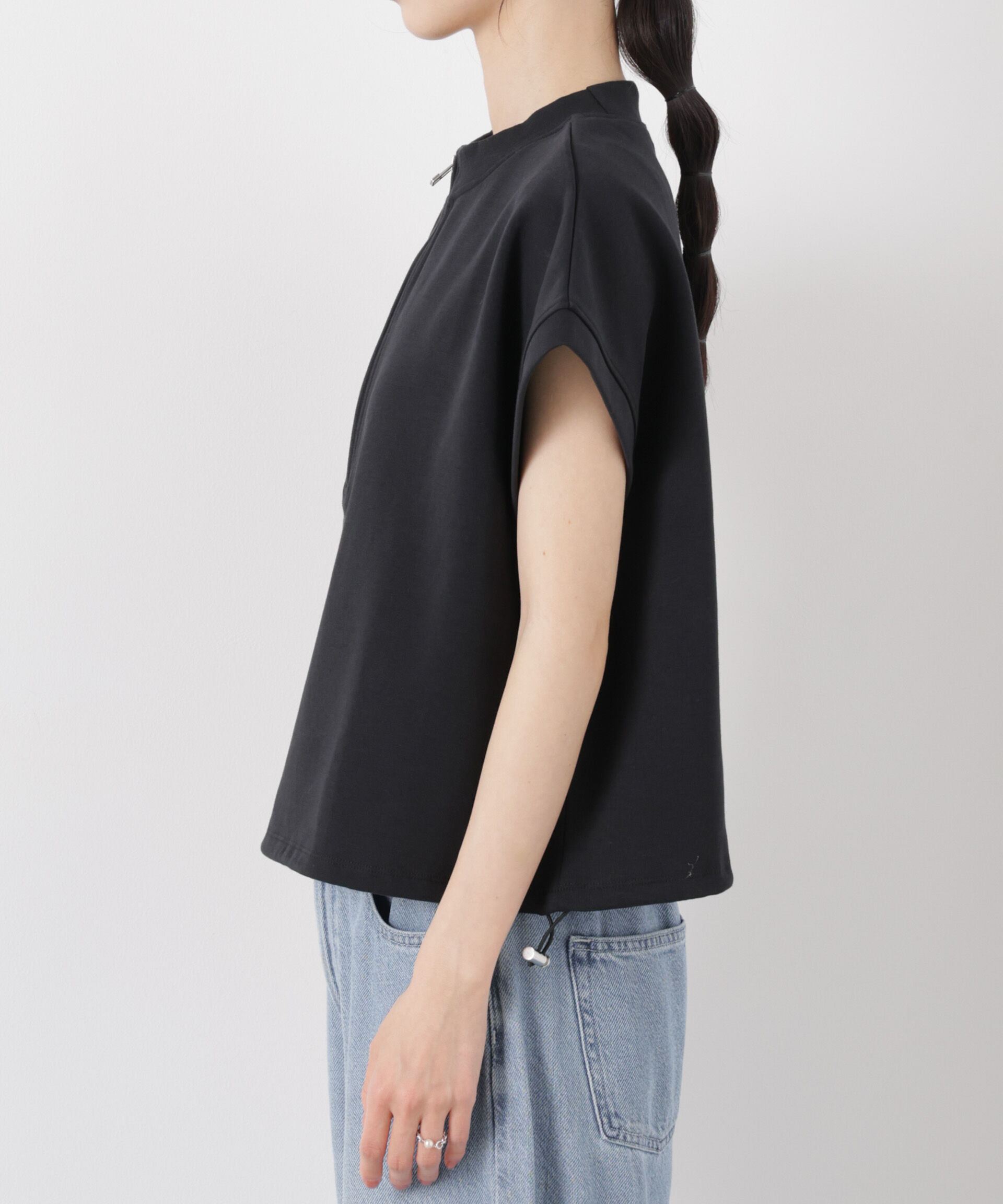 nano･universe「接触冷感ダンボールカットハーフジップトップス(セットアップ可)」|Tシャツ・カットソー|