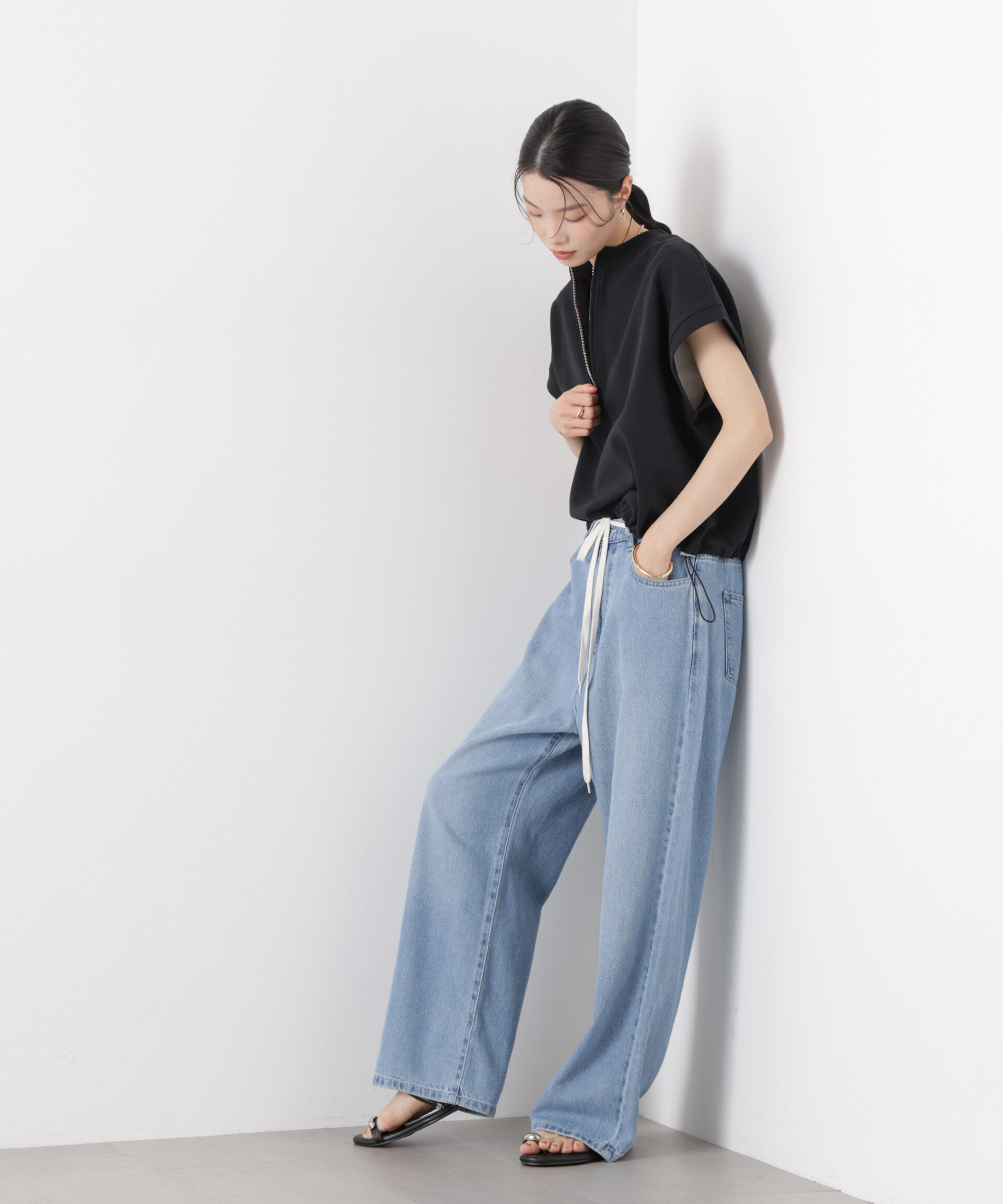 nano･universe「接触冷感ダンボールカットハーフジップトップス(セットアップ可)」|Tシャツ・カットソー|