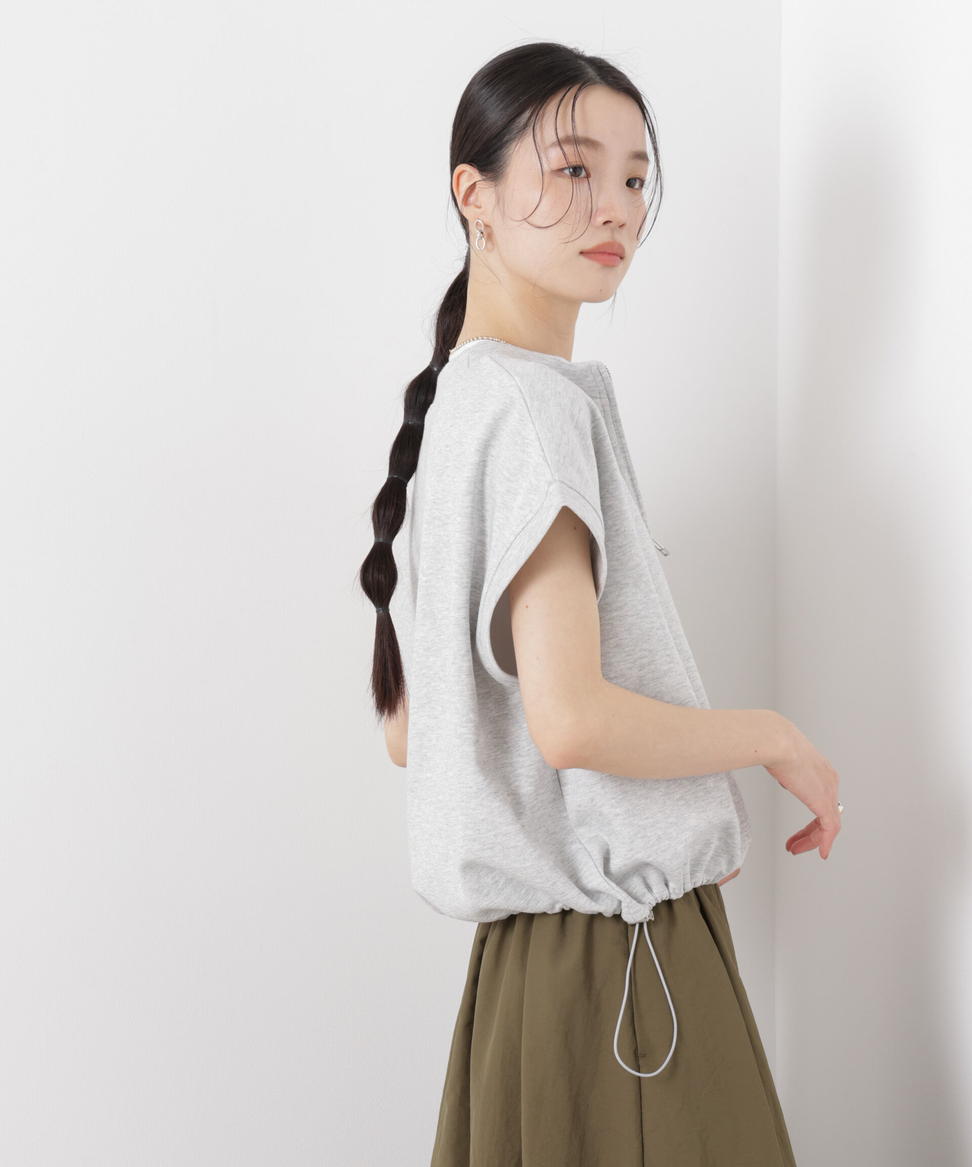 nano･universe「接触冷感ダンボールカットハーフジップトップス(セットアップ可)」|Tシャツ・カットソー|