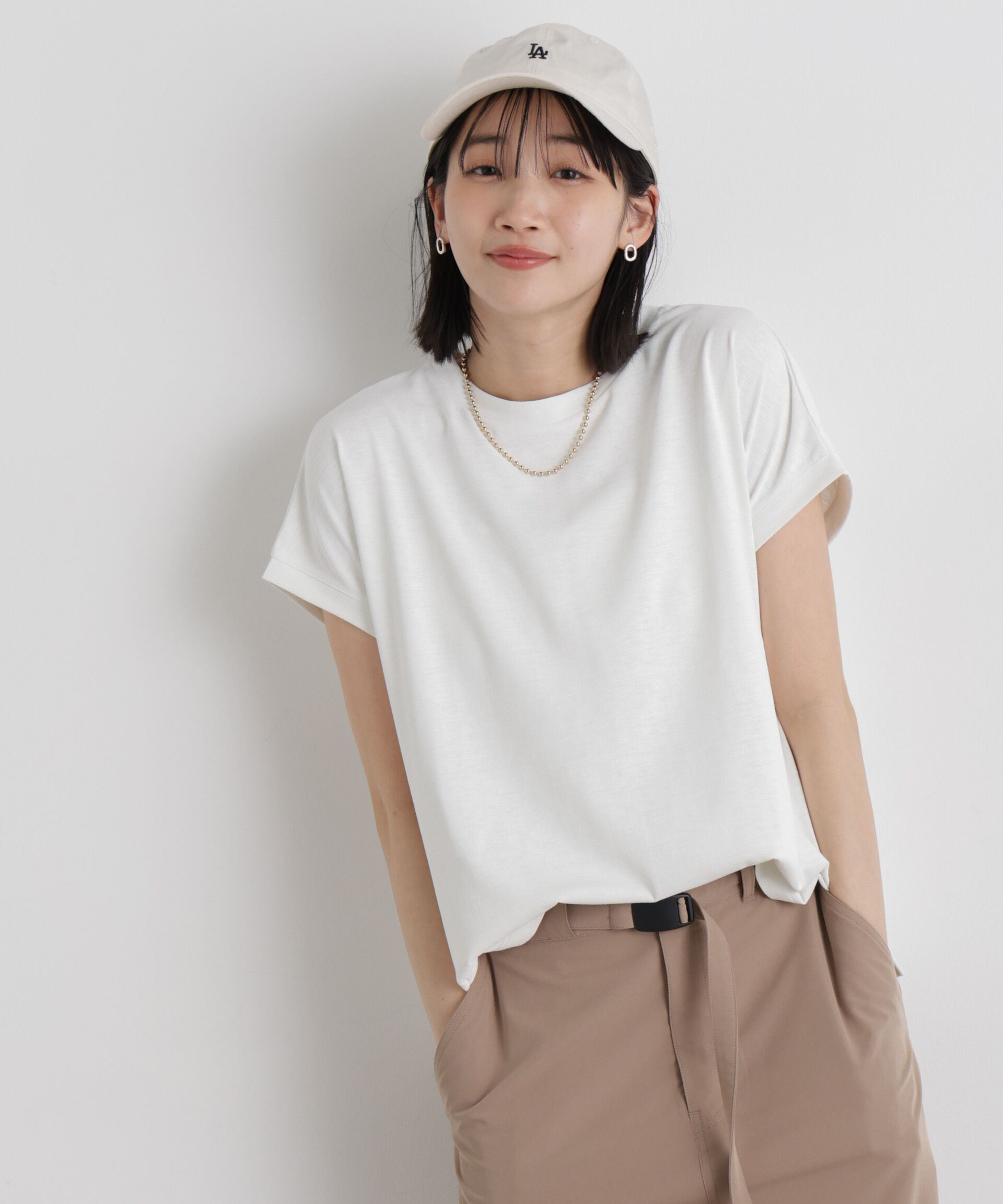 nano･universe「汗隠糸加工&多彩機能カットソー素材 ドルマンフレンチトップス」|Tシャツ・カットソー|