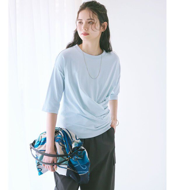 23区「【SLOW/一部店舗限定】MVSコットン カシュクール 5分丈 Tシャツ」|Tシャツ・カットソー|ｻｯｸｽﾌﾞ