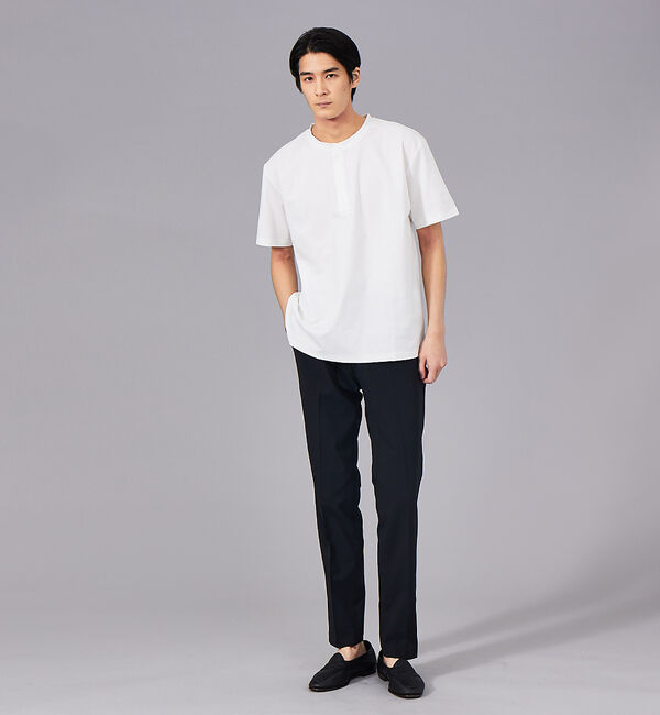 ABAHOUSE「【スーピマコットン】比翼 ヘンリーネック Tシャツ」|Tシャツ・カットソー|