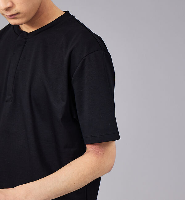 ABAHOUSE「【スーピマコットン】比翼 ヘンリーネック Tシャツ」|Tシャツ・カットソー|