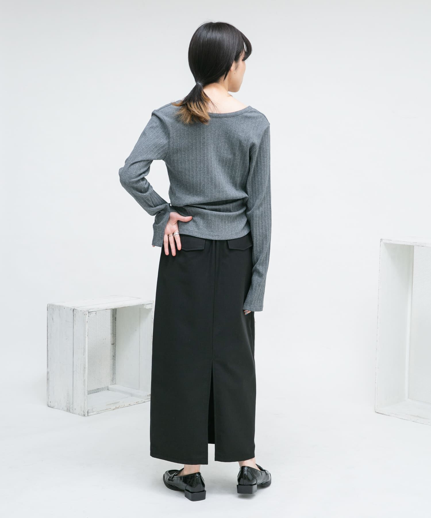  「カットアウトリブカットソー」|Tシャツ・カットソー|