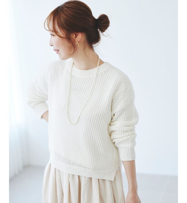 le.coeur blanc「《手洗い可能》テープヤーンメッシュプルオーバー」|ニット・セーター|