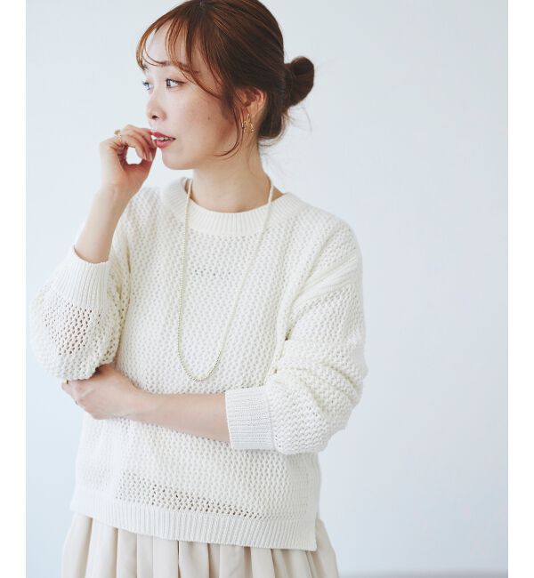le.coeur blanc「《手洗い可能》テープヤーンメッシュプルオーバー」|ニット・セーター|