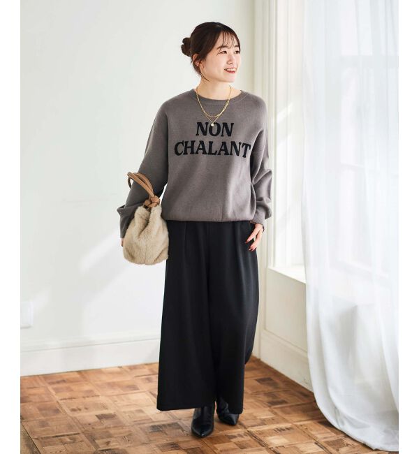 le.coeur blanc「ウールライクウエストデザインワイドクロップドパンツ」|その他|