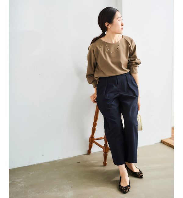 le.coeur blanc「ウールライクウエストデザインワイドクロップドパンツ」|その他|